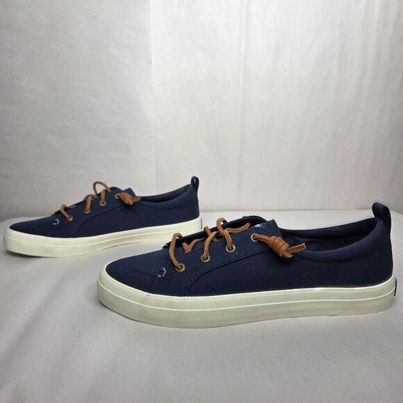 Sperry Women's Crest Vibe Sneaker - Lightweight Linen Upper, Memory Foam Insole, Slip-On Style